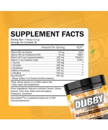 Dubby Gamer Energy Drink Powder - Sugar Free Jitter-Free Nootropics Mango Orange Cream Flavor 30 Servings - Boost Your Gaming Performance - Buy Online on GoSupps.com