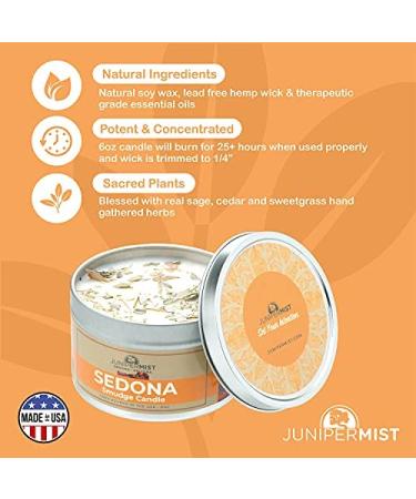 Sedona Smudge Candle | Handmade with Soy Wax & Essential Oils | Cleansing Negative Energy with Real Sage, Cedar, Sweetgrass | Smokeless Alternative to Smudge Sticks | Pack of 1 - Buy Online on GoSupps.com