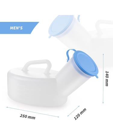 AWOKEN Reusable Men's Urinal - 30oz 800ML Wide Base, Spill Proof, Portable Travel Pee Bottle - White and Blue - Buy Online on GoSupps.com
