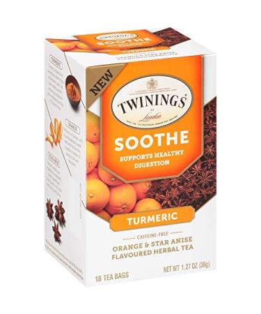 Twinings Turmeric Orange Star Anise Herbal Tea | Caffeine-Free, 18 Bags (1.27 oz) - Buy Online on GoSupps.com