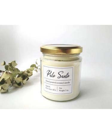 Palo Santo Natural Candle - Eco Friendly Vegan Candle for Minimalist Home Decor | 7oz Scented Glass Jar - Buy Online on GoSupps.com