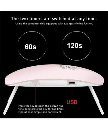 Mini Nail Lamp Portable LED Nail Lamp 6W Nail Gel Dryer DIY Art Nails Tool for Women and Girls Manicure (Pink) - Buy Online on GoSupps.com