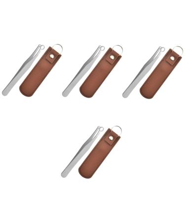 Ipetboom 4 Sets Round Nose Hair Clip Men Grooming Trimmer Tweezers for Men Mens Nose Trimmer Beard Trimmers Small Nose Hairs Clips Hair Removing Clip Men Trimmer Stainless Steel Man Hairpin