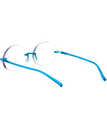 KoKoBin Ultralight Rimless Round Reading Glasses for Men & Women | Fashion Computer Glasses (Blue 2.5 Diopters) - Lightweight Stylish Eyewear - Buy Online on GoSupps.com