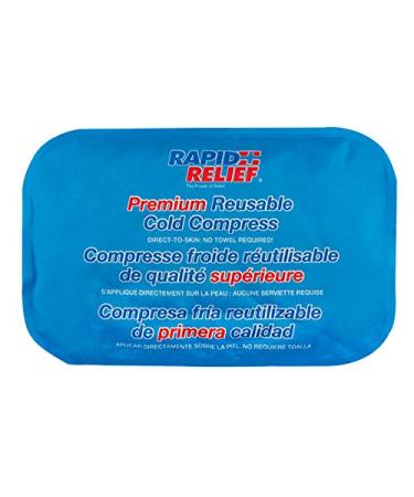 Rapid Relief Reusable Gel Cold Compress - Soft Fabric Cold Pack for Injuries First Aid Sprains Headaches Muscle Aches and Pain Relief 5 x 11 Small