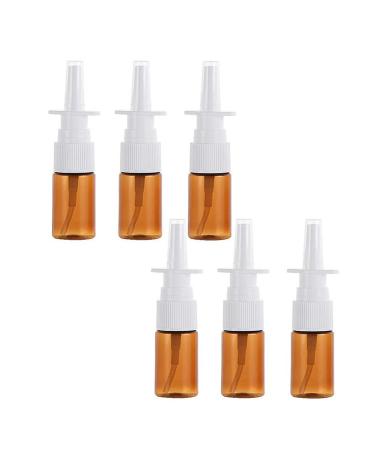 QUUPY 6PCS 10ml Empty Amber Glass Nasal Spray Bottles Refillable Makeup Water Travel Container Jars Brown