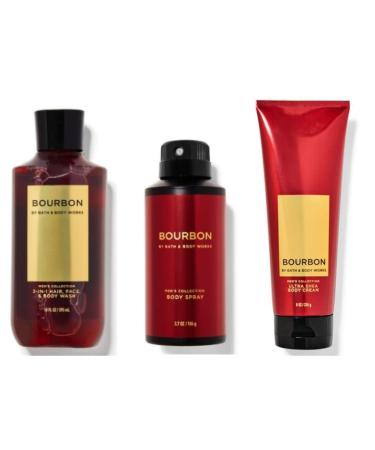 Bath & Body Works Bourbon Set: Ultra Shea Body Cream, 2-in-1 Hair + Body Wash, Deodorizing Body Spray - Buy Online on GoSupps.com