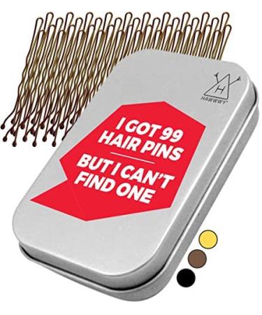 Hawwwy 300 Pieces Premium Bobby Pins with Cute Case for Buns Hair Pins for Kids Girls and Women Thick Hair and Thin Hair Great for All Hair Types - Brown Bobby Pins With Storage Case