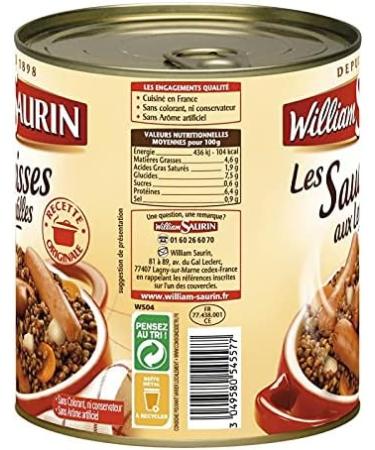  Epicerie sal e William Saurin Lentil Sausages 840 g Pack of 4 Sold as a Lot - Buy Online on GoSupps.com
