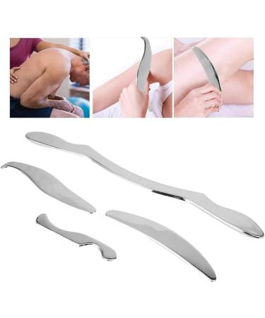 Verdant Touch Stainless Steel Gua Sha & Schab Massage Tools - 4-Piece Health Care Set with Aluminum Case for Optimal Wellness - Buy Online on GoSupps.com