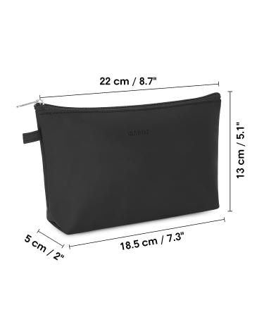 WANDF Pure Black Mini Makeup Bag Organizer - Water Resistant Cosmetic Pouch for Women, Ideal Girls Gift - Buy Online on GoSupps.com