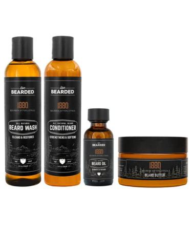 Live Bearded Complete Beard Grooming Kit - 1880 - Beard Conditioner, Beard Wash, Beard Oil and Beard Butter - All-Natural Beard Growth Support with Shea Butter, Jojoba Oil and More - Made in the USA - Buy Online on GoSupps.com