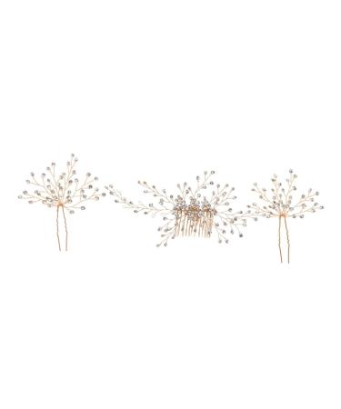 minkissy 2 Sets Bridal Headwear Bridal Hair for Wedding Bridal Hair Clip Bride Hair Decor Pearl Headpiece Hair Pin Wedding Hair Decoration Zinc Alloy Hair Comb Women's European and American