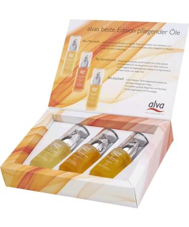 alva Naturkosmetik - Trial set of 3 premium skin oils - Organic sea buckthorn oil - Organic jojoba oil - Organic almond oil