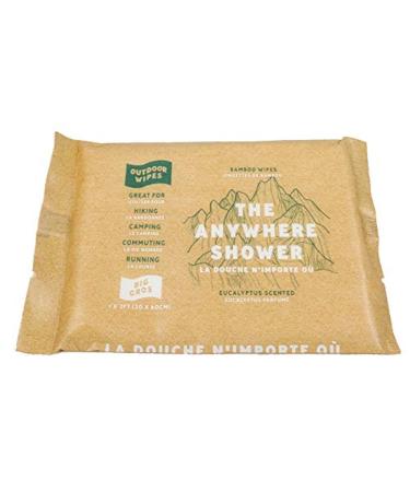 The Anywhere Shower Outdoor Wipes Box of 12 Wipes Eucalyptus Size Big (1 x 2 feet)