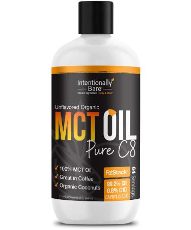Intentionally Bare Pure C8 Organic MCT Oil - Keto, Paleo, Vegan - Coffee, Shakes, Salads  100% MCT Oil  Unflavored - 32oz 2 Pound (Pack of 1)