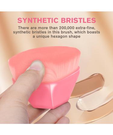 Auauy Foundation Brush - Flat Seamless Makeup Brush with Storage Box | Portable Blush Brush in Rose - Ideal for Liquid Foundation & Seamless Application - Buy Online on GoSupps.com
