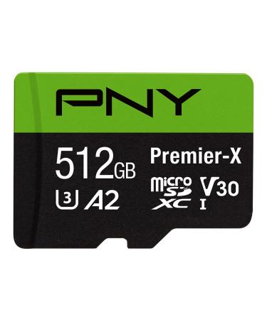 PNY 512GB Premier-X Class 10 U3 V30 microSDXC Flash Memory Card 512GB FLASH CARD