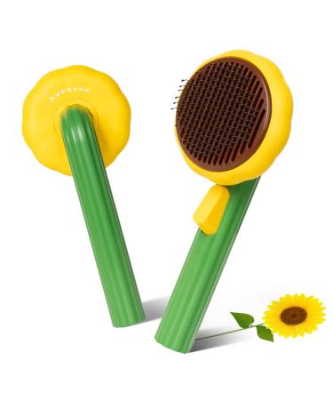 Pet Sunflower Brush, Self Cleaning Brush for Short or Long Haired Cats and Dogs, Waterproof and Easy to Clean- Shedding and Grooming Tool for Pets, Remove Loose Hair, Fur, Undercoat, Mats, Tangled Hair, knots