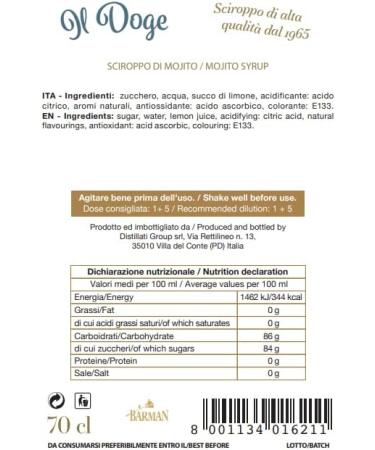 Il Doge Mojito 70cl Cocktail Mixers Syrup - Buy Online on GoSupps.com