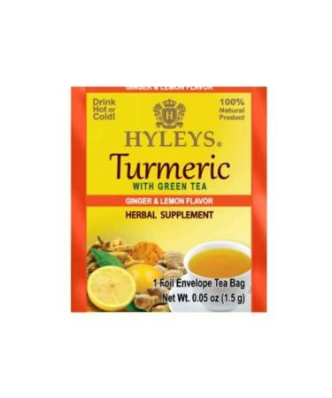 Hyleys Ginger Turmeric Tea Lemon Flavor - 25 Tea Bags (12 Pack - 300 Tea Bags Total) - Wellness Herbal Supplement Green Tea Ginger with Lemon 25 Count (Pack of 12) - Buy Online on GoSupps.com