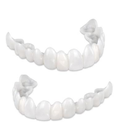 WTTFC 2 pairs of instant veneers fake teeth at the top and below wrong teeth veneers snap on dentures Temporary dentures cosmetic teeth veneer for men and women