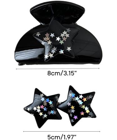 XIAHIOPT Sequins Star Claw Clip for Women Cool Girl Hair UpdoHair Styling Accessory for Thin Hair French Jaw Clip Black Star Grab - Buy Online on GoSupps.com