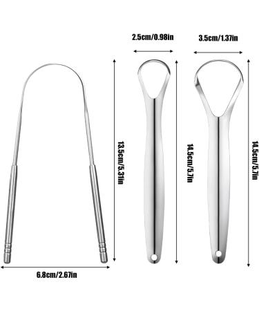 Stainless Steel Tongue Scraper Set - 3 Piece Tongue Cleaners for Optimal Oral Hygiene | Safe & Comfortable - Buy Online on GoSupps.com