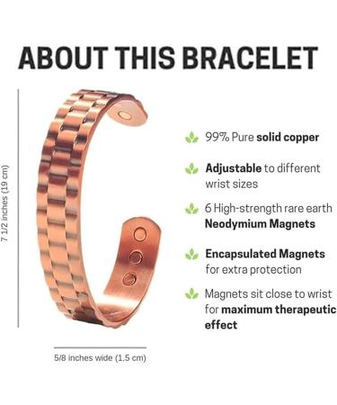Biancat Prostapower Magnetic Copper Band Copper Bracelet for Men Magnetic Bracelets for Men Copper Ion Wristband(Black) - Buy Online on GoSupps.com