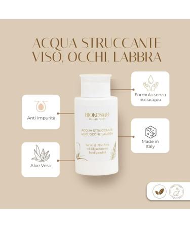 BIOKOSMO - italian roots - Aqua Make-Up Remover Face Eyes Lips. Aloe Vera Juice and Bioavailable Trace Elements. Made in Italy and Bio. 250 ml - Buy Online on GoSupps.com
