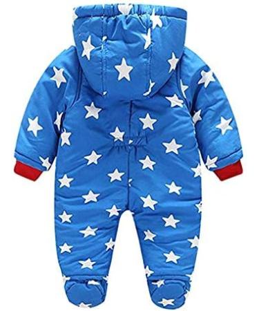 Vine Baby Snowsuit Toddler Hooded Down Jumpsuit | Winter Coat Zipper Outfits | Boys & Girls 3-6 Months Blue-star - Buy Online on GoSupps.com
