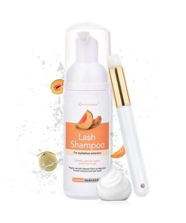 Lunamoon eyelash shampoo lash shampoo eyelash foam clean eyelash shampoo for eyelash extensions gentle eyelash cleaner foam wash for removing oil & make-up 60ml (cantaloupe) - Buy Online on GoSupps.com