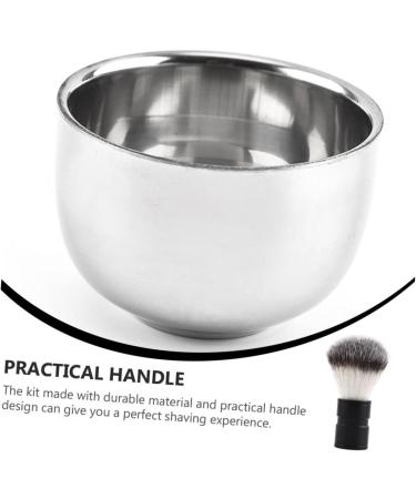 Frcolor Beard Brush & Stainless Steel Shaving Set - Metal Mixing Bowl Razor Cup & Facial Cleaning Tool for Gentlemen - Buy Online on GoSupps.com