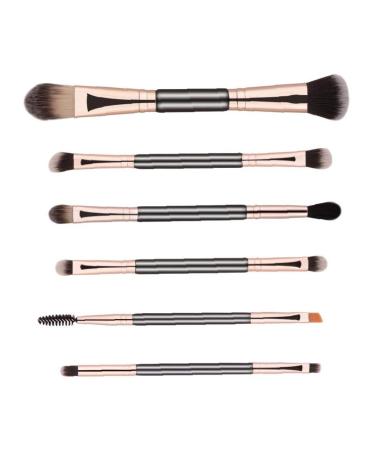 Lujiaoshout eyeshadow brush 6PCs Double Ended brushes eyeshadow brush professional make-up brushes cosmetics brush eyes make-up accessories black