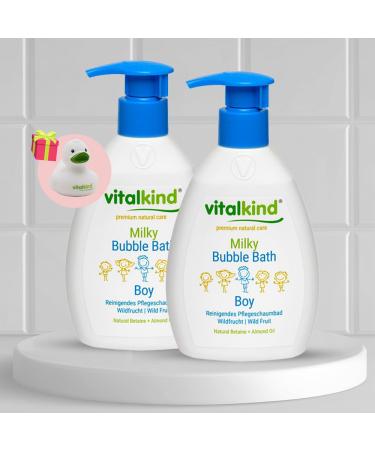 Vitalkind Milky Bubble Bath for Boys - Premium Natural Bubble Bath with Organic Almond Oil and Betaine for Sensitive Skin - 200ml - Pack of 2
