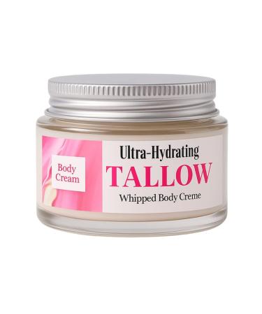 Nature Skin Shop Whipped Tallow Body Cream - Four Ounces - Intense Moisturizer for Dry Sensitive & Compromised Skin - with Grass-Fed Tallow