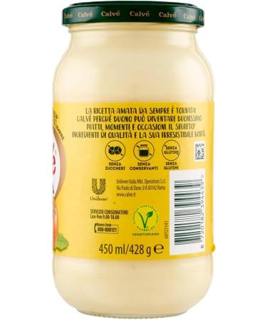  Italian Gourmet E.R. Calv Classic Mayonnaise 450 ml with Sunflower Oil Ideal for Sandwiches and Appetizers No Preservatives and Sugar Gluten Free Vegetarian + Italian Polpa Gourmet Polpa - Buy Online on GoSupps.com