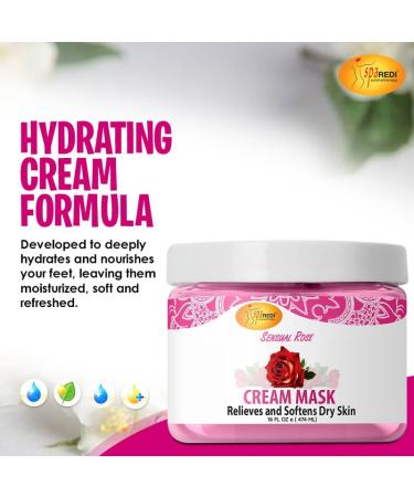 SPA REDI Sensual Rose Body & Foot Cream Mask Hydrating Pedicure Massage with Hyaluronic Acid & Comfrey Extract 16 Oz - Buy Online on GoSupps.com