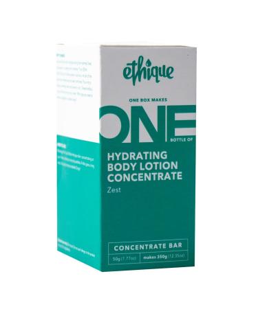 Ethique Hydrating Body Lotion Concentrate Bar - Zest- Sustainable Natural Body Lotion, Palm Oil Free, Plastic Free, Vegan, Eco-Friendly Compostable and Zero Waste, Makes 1 Bottle of Lotion, 1.77 oz.