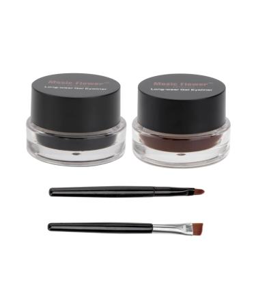 Beavorty Eye Shadow Cream 2pcs Creme Eyeshadows Black Eyeliner Cream Suit Black Eyeliner Dark Brown Eyeshadow