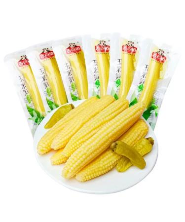Small Corn bamboo shoots Small young corn 24g/bag hot and Spicy fresh crispy bamboo shoot crunchy tender corn vegetarian grain snack Spicy strips Latiao Chinese snack gift pack (Lemon flavor 3bag) Lemon flavor 3bag