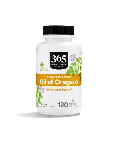 365 by Whole Foods Market Oil of Oregano Standardized Formula Antioxidant Support Vegan Liquid Capsules 120 Count 120 Count (Pack of 1)