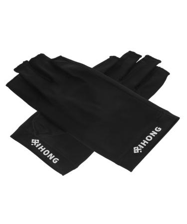 Housoutil 1 Pair Uv Gloves Half Finger Gloves Touchscreen Gloves Fingerless Manicure Gloves Summer Sunblock Gloves Outdoor Hiking Gloves Sun Gloves Women's Girl Fabric Skin Care Products 19.5x8cm Black