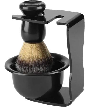 GOTOTOP 3Pcs Professional Men s Shaving Brush Stand Set Black ABS Resin Beard Cleaning Tools for Ultimate Grooming - Buy Online on GoSupps.com