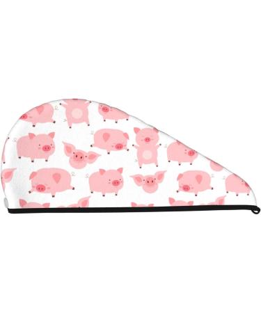 Kawaii Pigs Microfiber Hair Towel - Soft Super Absorbent Coral Velvet Cap for Long Curly & Thick Hair - Buy Online on GoSupps.com