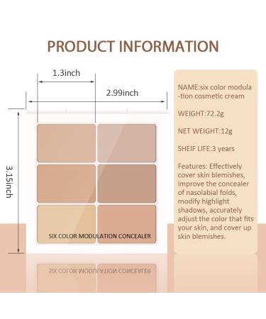 HAOYA 6 Color Correcting Concealer Palette - Cream Contouring Makeup Kit for Dark Circles, Red Marks, and Scars - Light Medium Shade - Buy Online on GoSupps.com