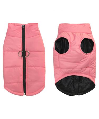Femax dog jacket dog coat waterproof dogs winter warm coat for small medium -sized dog raincoat puppy padded buffer vest pet clothing pink cherry blossom s (chest 35cm back 26cm)