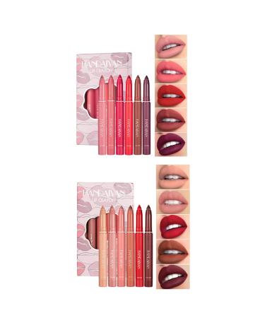 Pakivs 12 Colors Crayon Lipstick Set - Waterproof Long Lasting Velvet Lipstick Pencil | Non-Fading Matte Lipstick Pen with Lip Liner - Set A + B - Buy Online on GoSupps.com