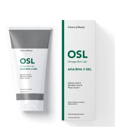 OSL Omega Skin Lab OSL AHA BHA 3 Gel 50ml - Contains Phytic Acid 4 Mandelic Acid 8 Salicylic Acid 2 - Effective Acnecide Solution