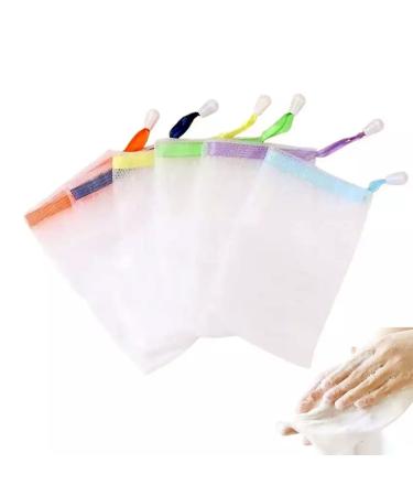 10 pieces of soap bags soap sack with cord strain soap mesh bag for swimming soap bag with self -adhesive for swimming facial cleaning body peeling (color randomly)